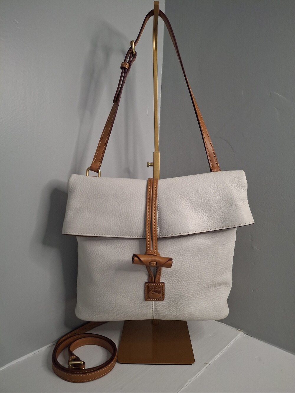 Dooney & Bourke Florentine Leather Toggle Fold-Over Shoulder Crossbody Bag EUC